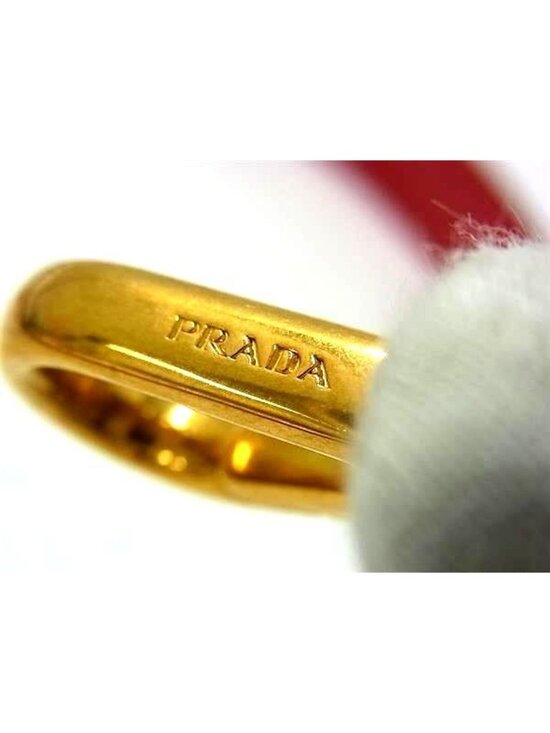 Prada Leather Back Shoulder Strap Belt Crossbody Red Gold main image 4